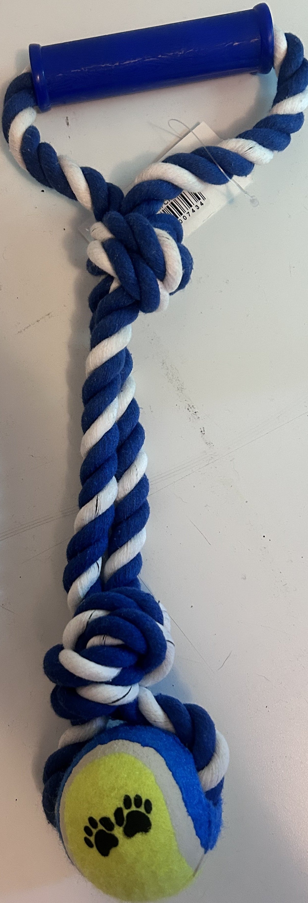 Double tug rope 15mm thick with tennis ball & handle 35cm